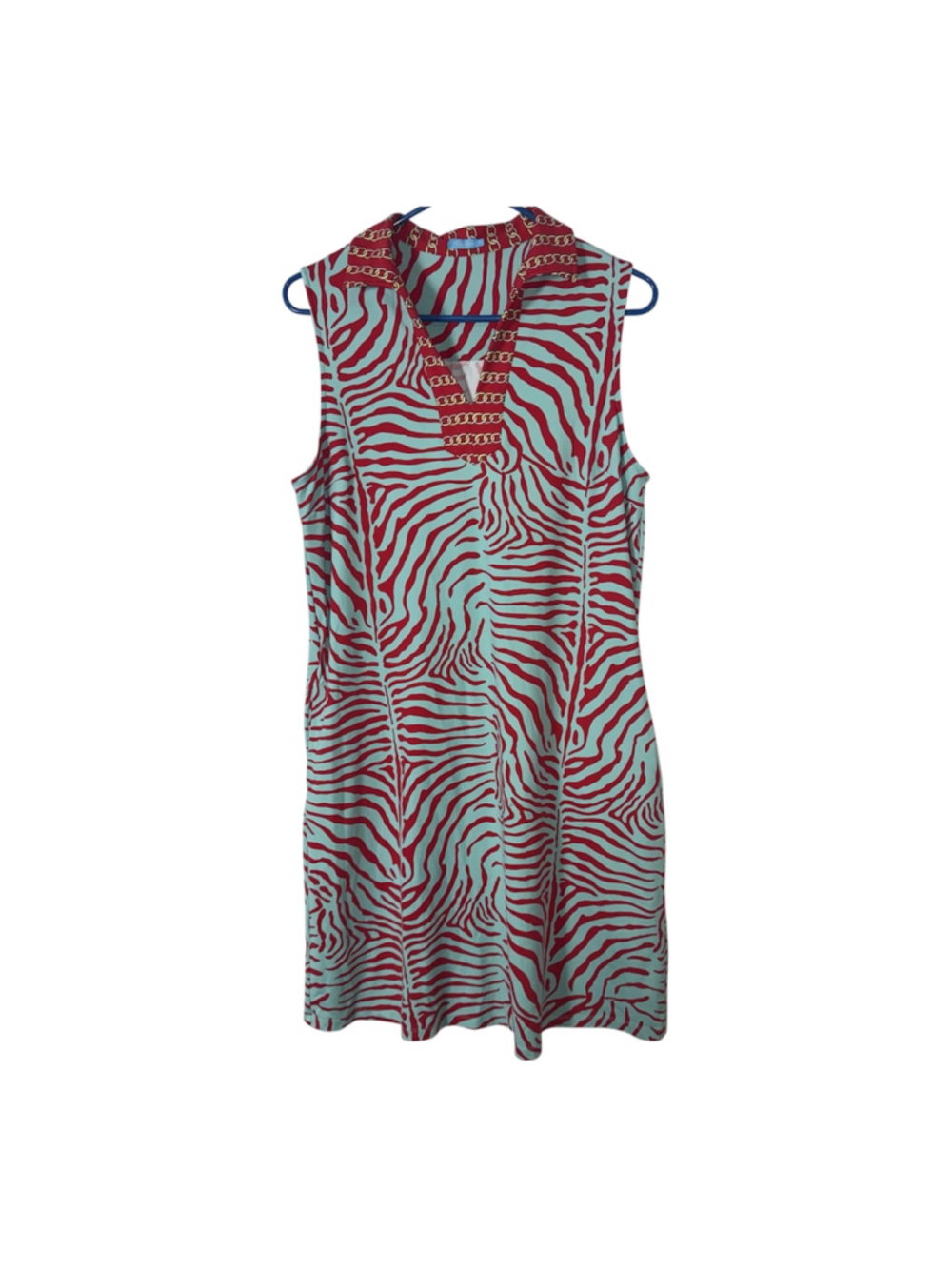 Women's J.McLaughlin Catalina Cloth Zebra Print Mini Dress, Size M, Teal and Red